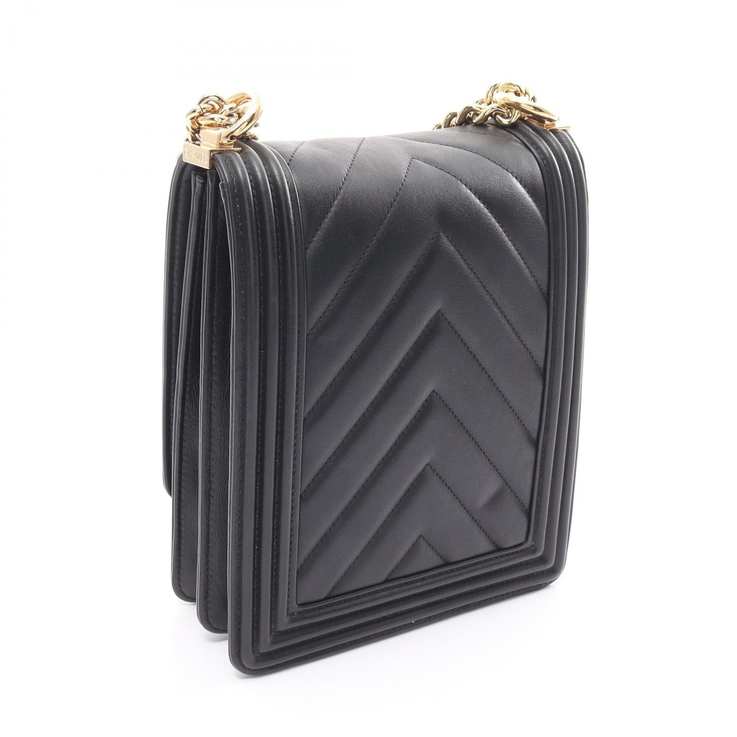 Chanel Chevron North/South Le Boy Bag Leather Shoulder Bag AS0130 in Great Condition