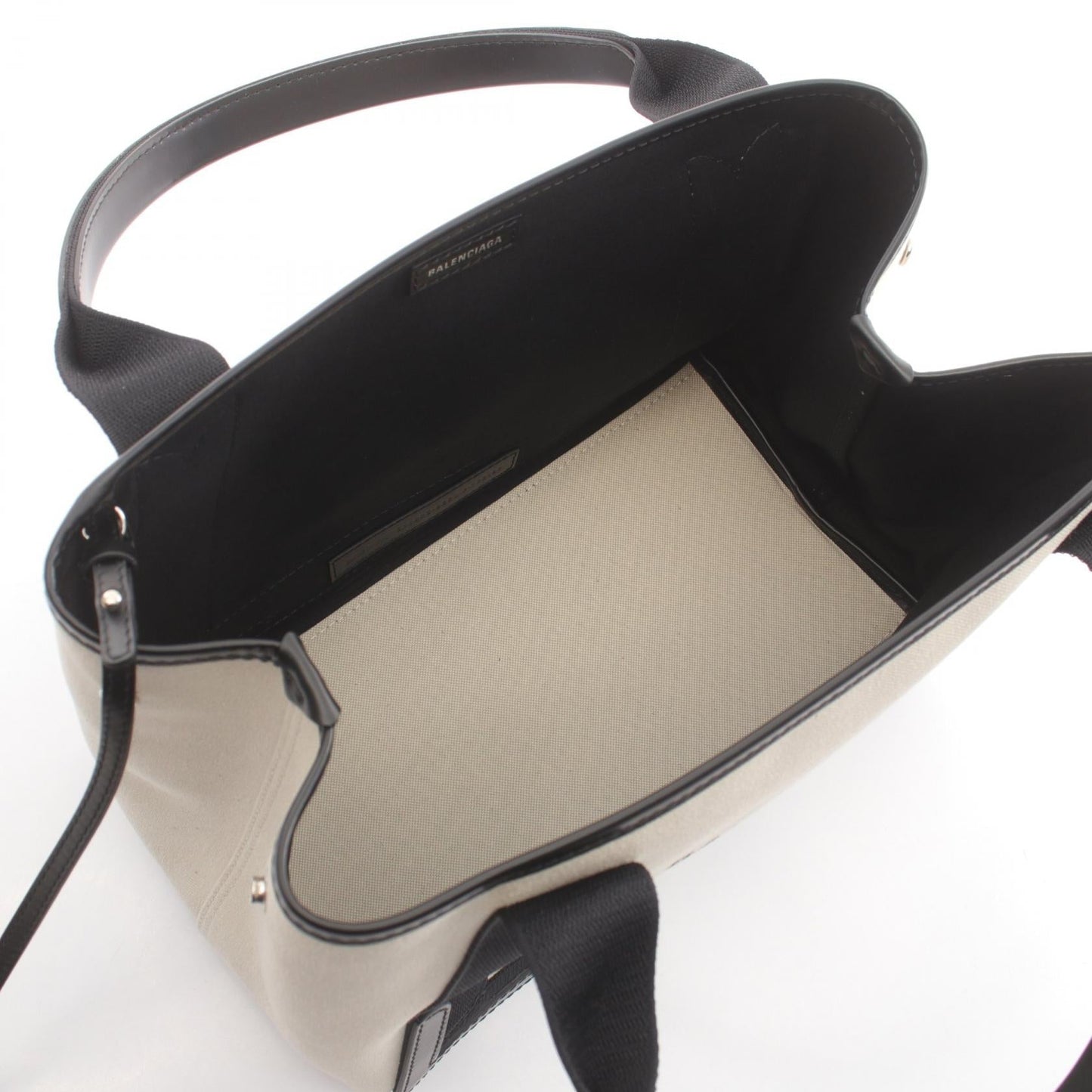 Balenciaga Navy Cabas S Canvas Leather Tote