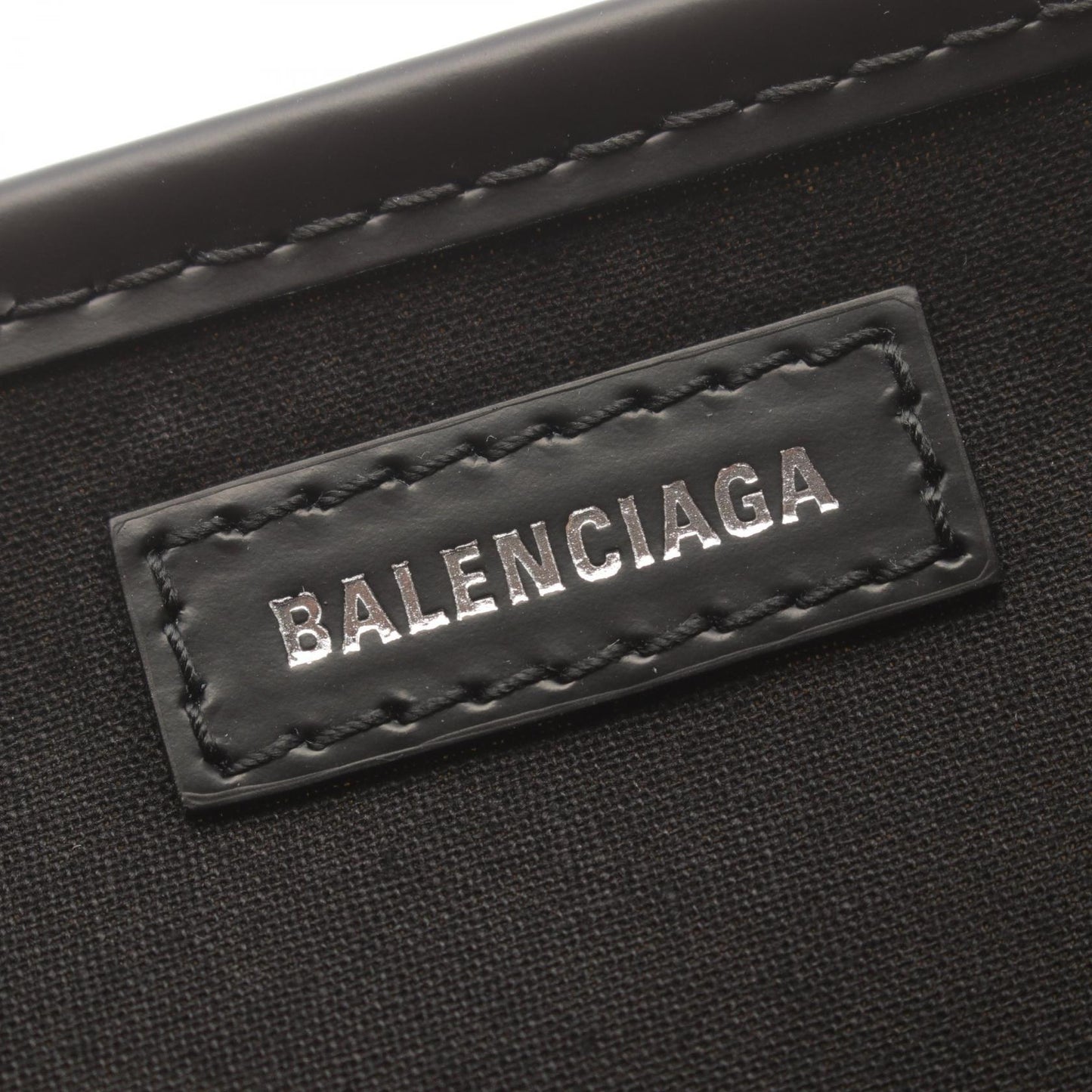 Balenciaga Navy Cabas S Canvas Leather Tote