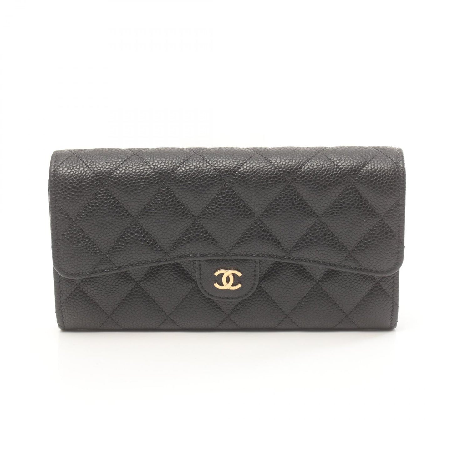 Chanel Matelasse Bifold Wallet Caviar Leather Black