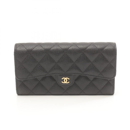 Chanel Matelasse Bifold Wallet Caviar Leather Black