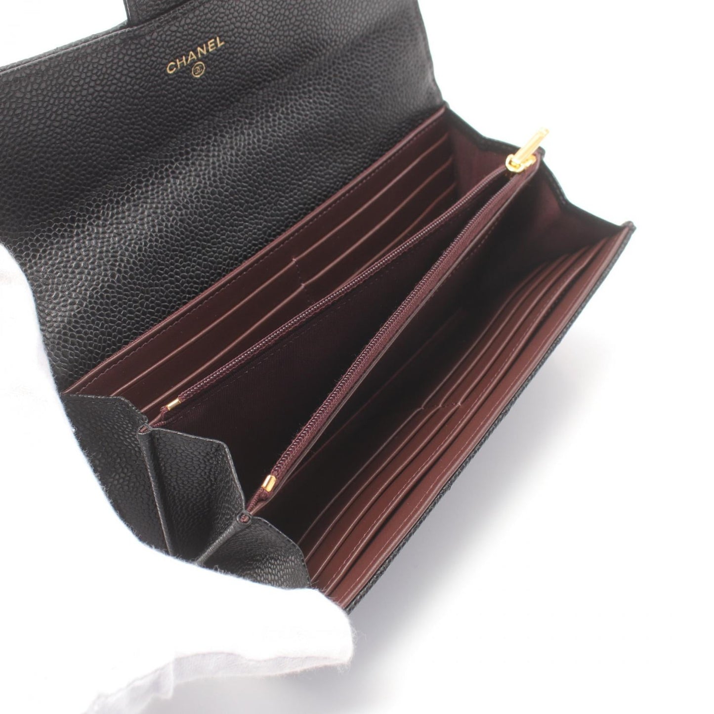 Chanel Matelasse Bifold Wallet Caviar Leather Black