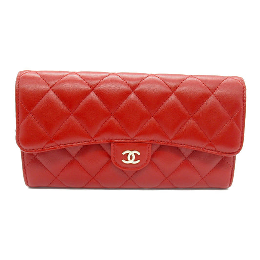 Chanel Matelasse Lambskin Bifold Wallet Red