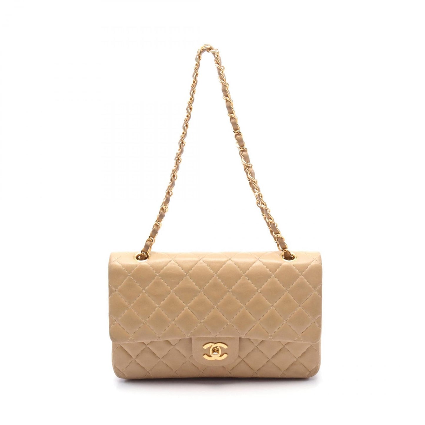 Chanel Matelasse W Flap Leather Shoulder Bag A01112