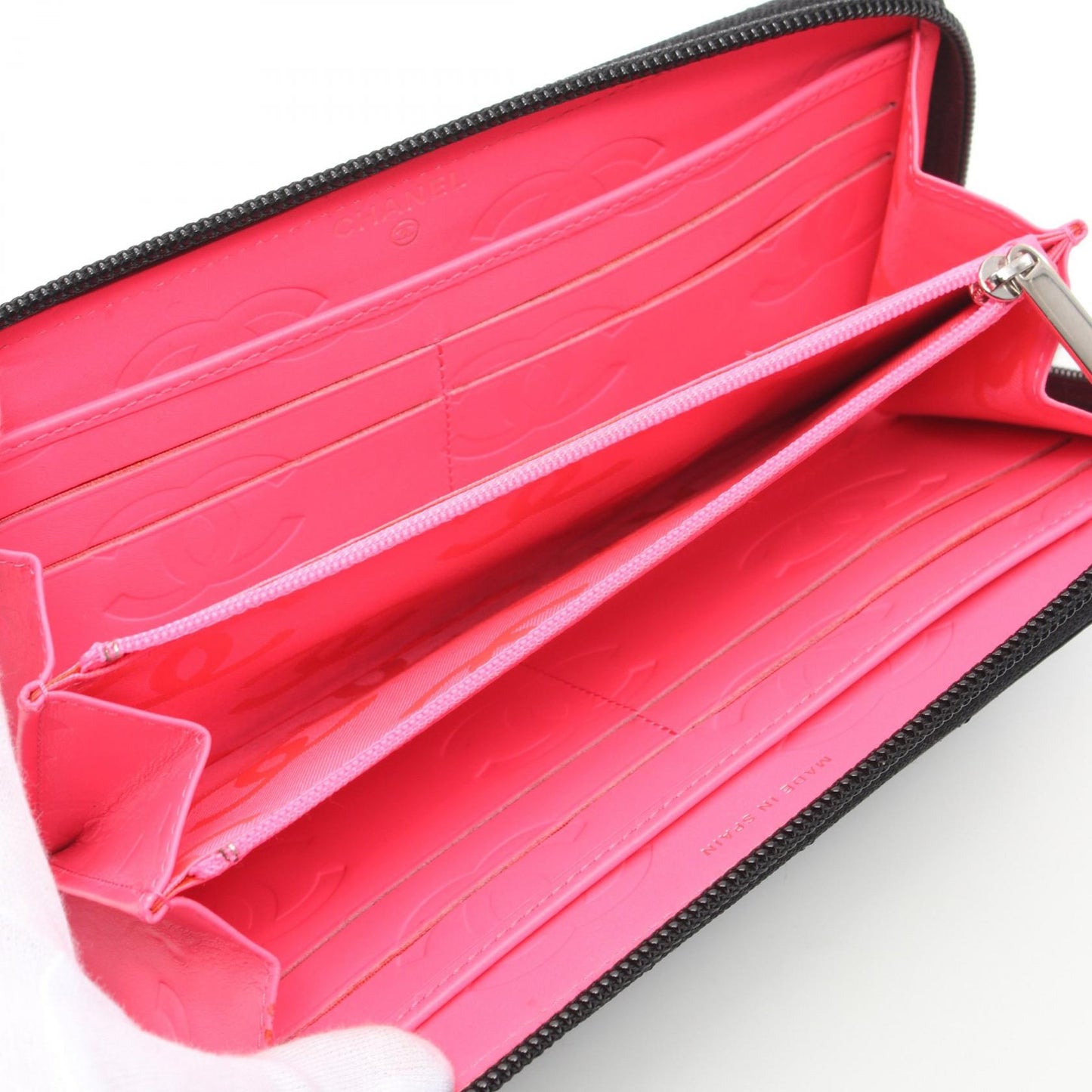 Chanel Cambon Line Leather Long Wallet Black