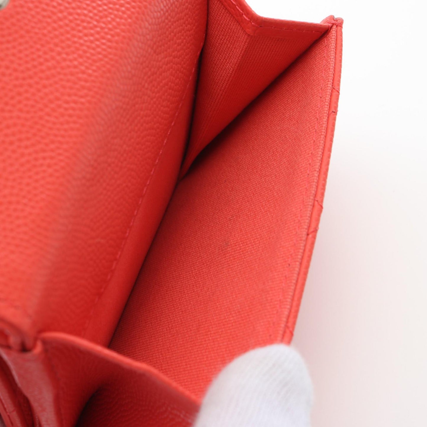 Chanel Caviar Skin Trifold Wallet Orange