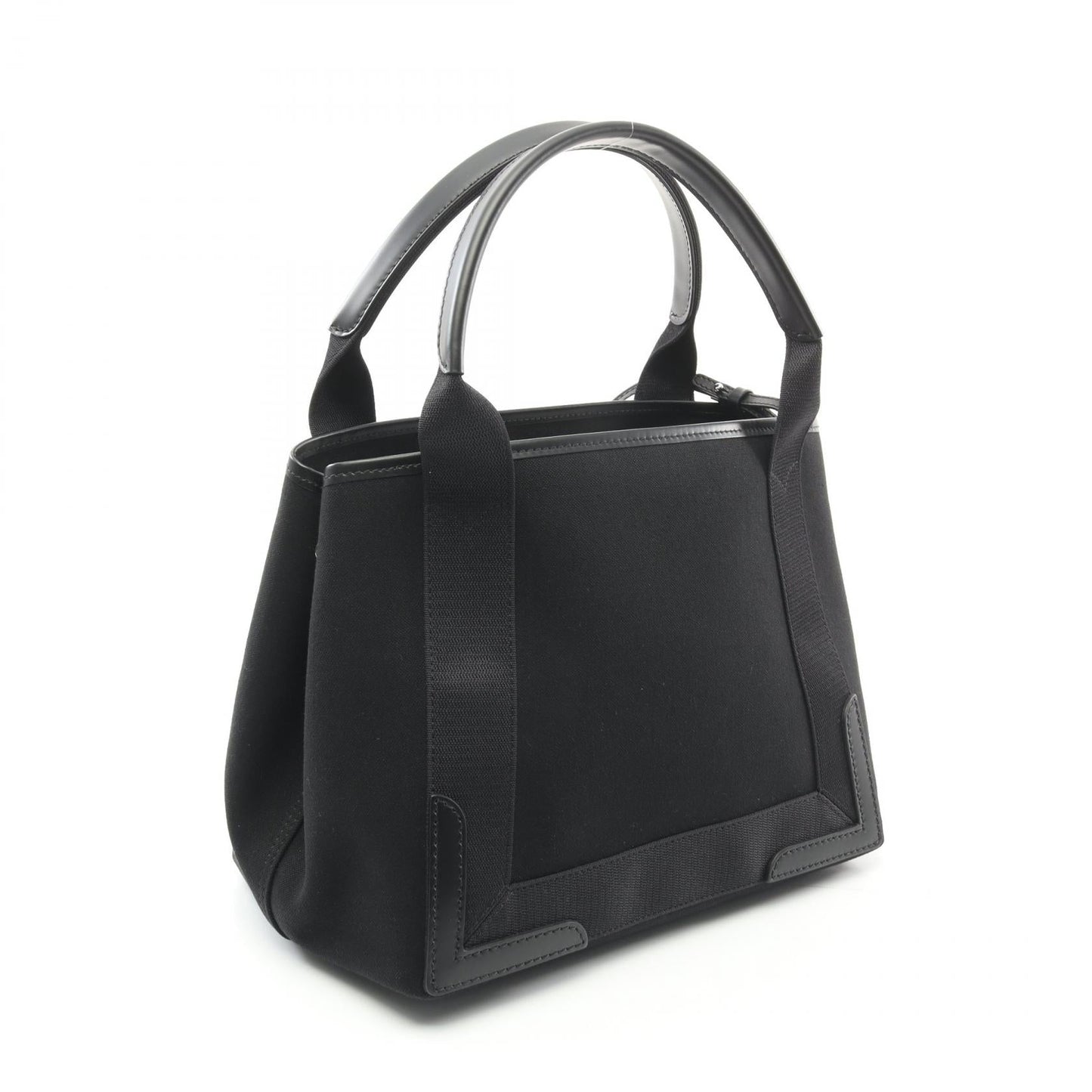 Balenciaga Navy Cabas S Canvas Leather Tote Bag