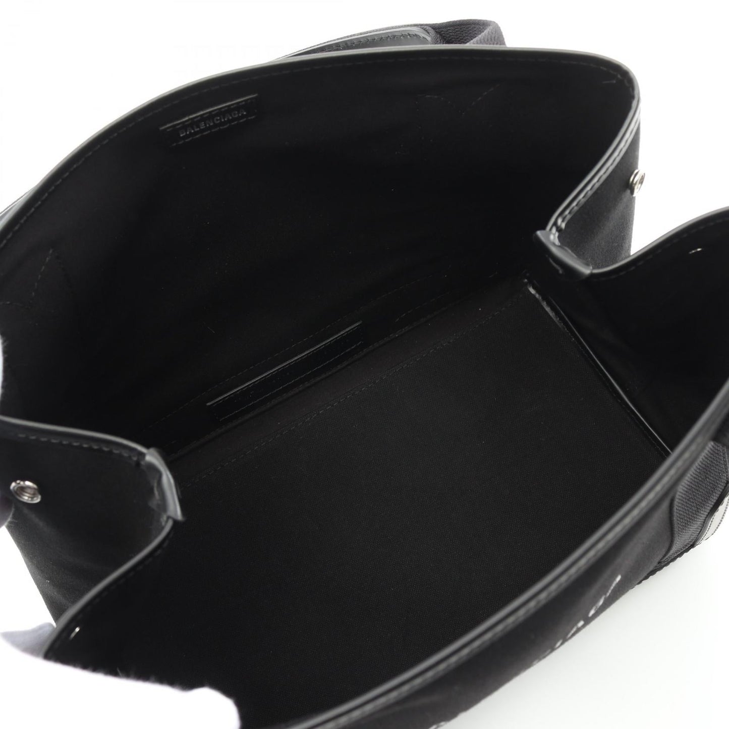 Balenciaga Navy Cabas S Canvas Leather Tote Bag