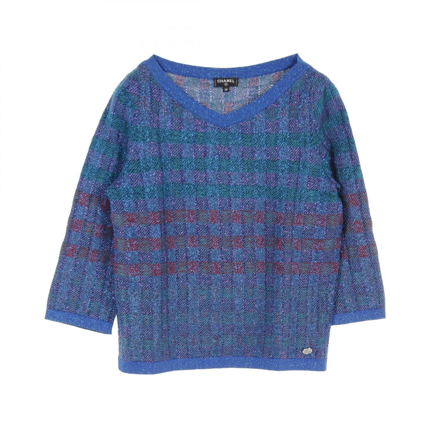 Chanel Silk Knit Top Blue Multicolor