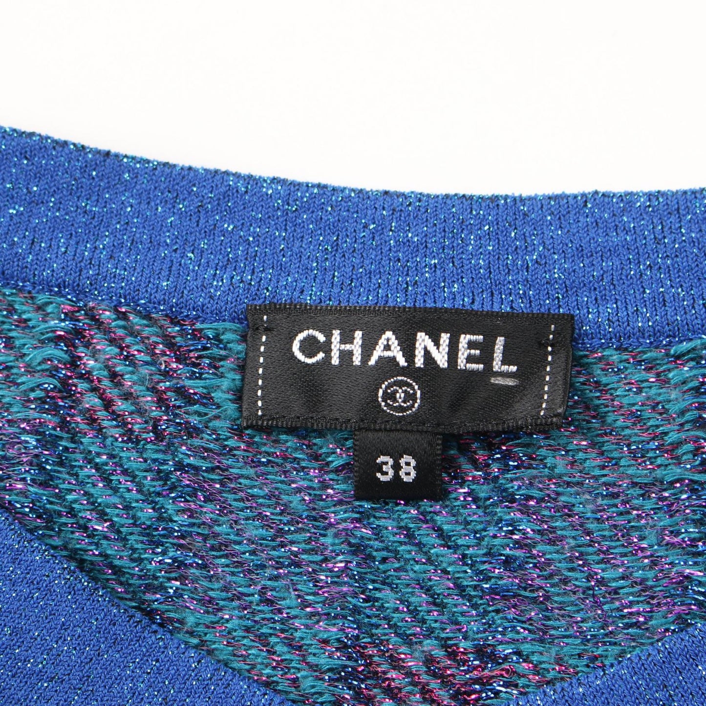 Chanel Silk Knit Top Blue Multicolor