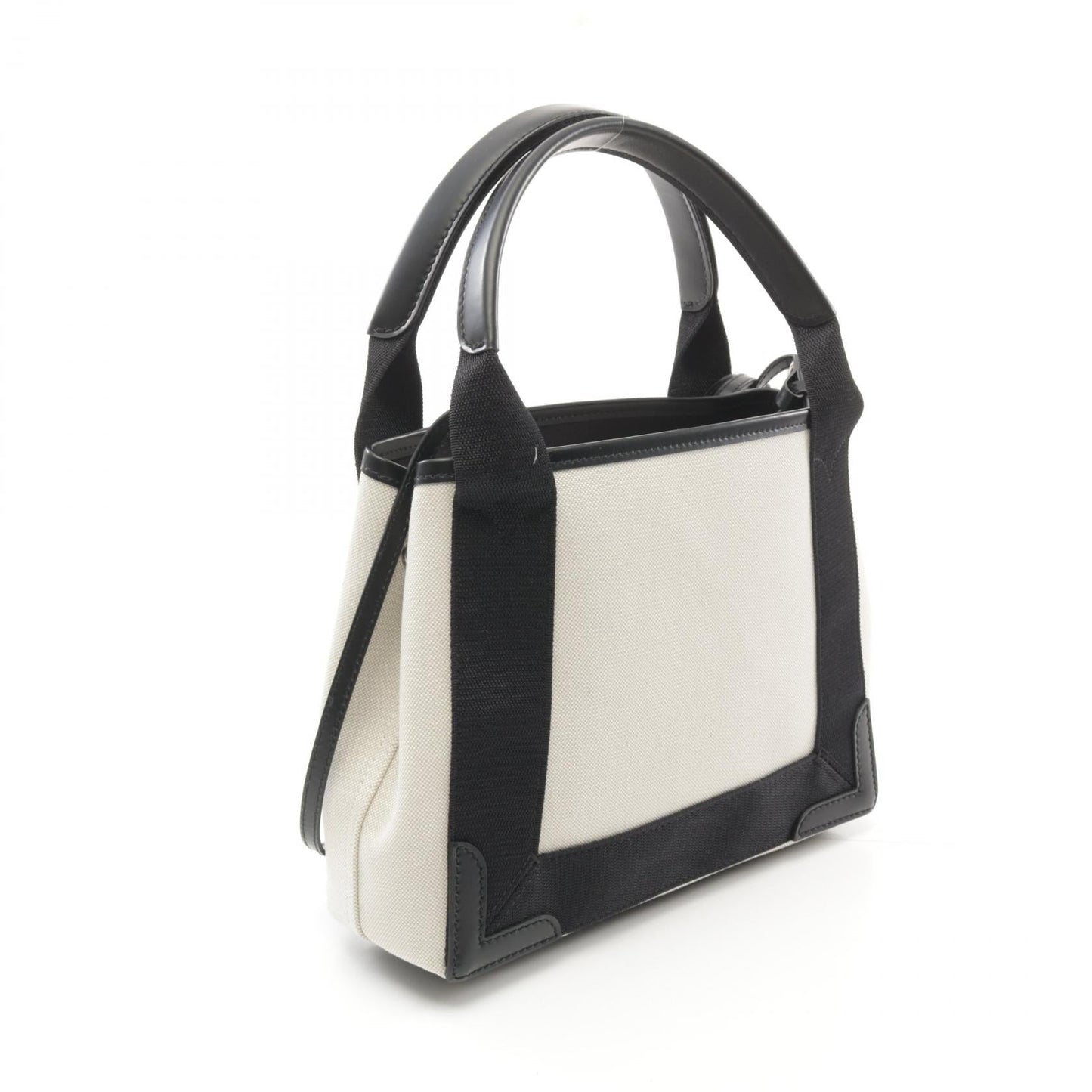 Balenciaga Navy Cabas XS Canvas Leather Handbag