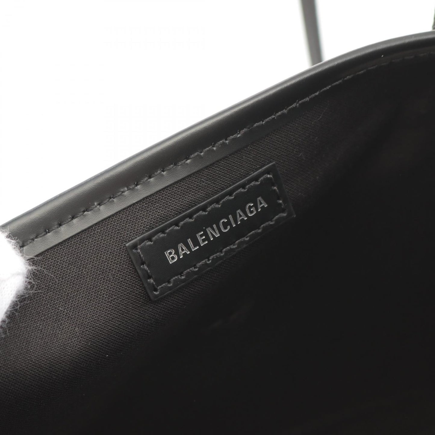 Balenciaga Navy Cabas XS Canvas Leather Handbag