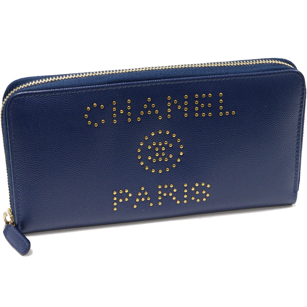 Chanel Calfskin Long Wallet Round Zipper A80056