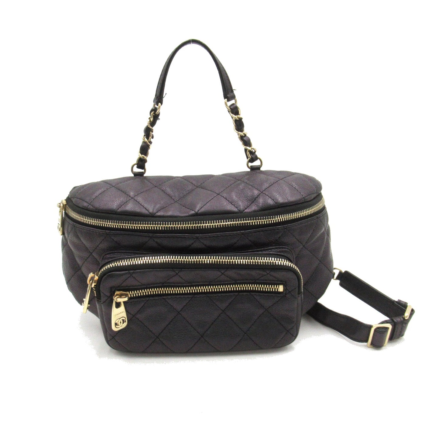 Chanel Quilted Leather Zip Belt Bag Leather Belt Bag AS0556 in New Condition