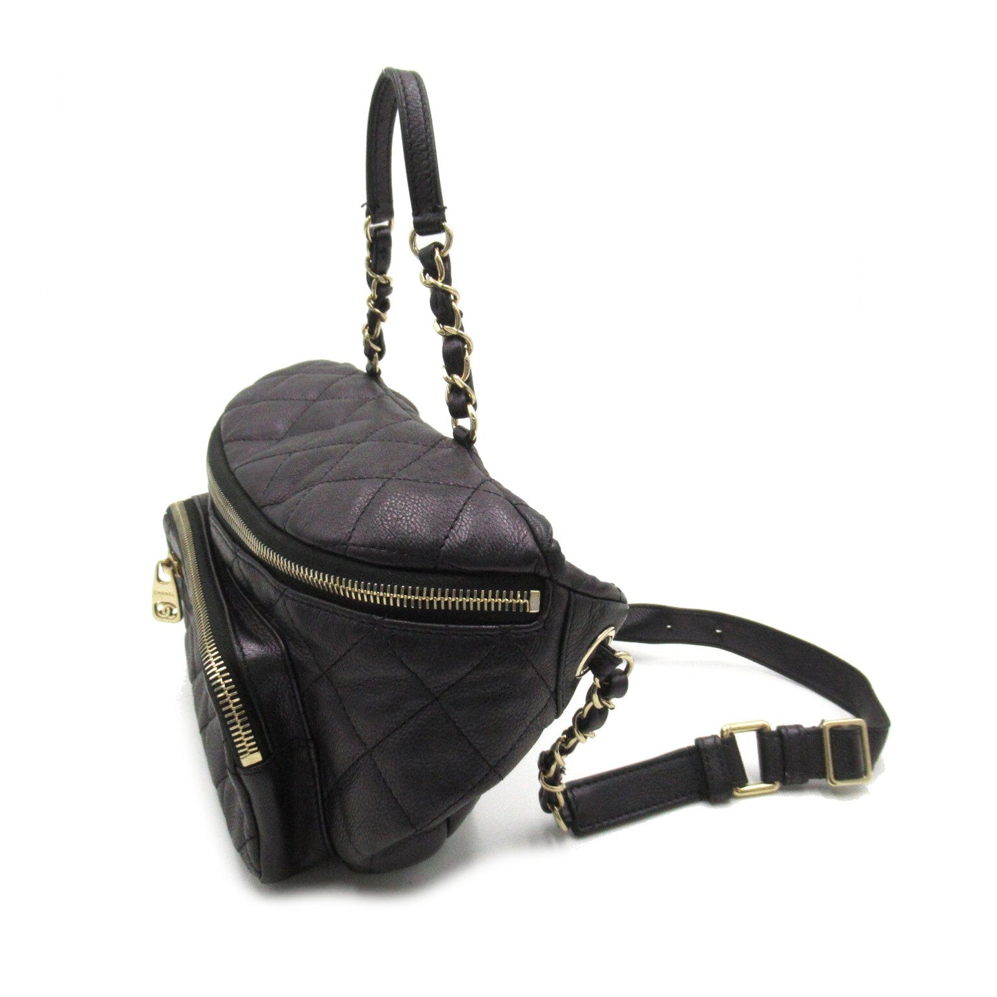 Chanel Quilted Leather Zip Belt Bag Leather Belt Bag AS0556 in New Condition