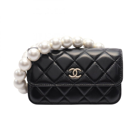 Chanel Matelasse Pearl Chain Shoulder Bag Black