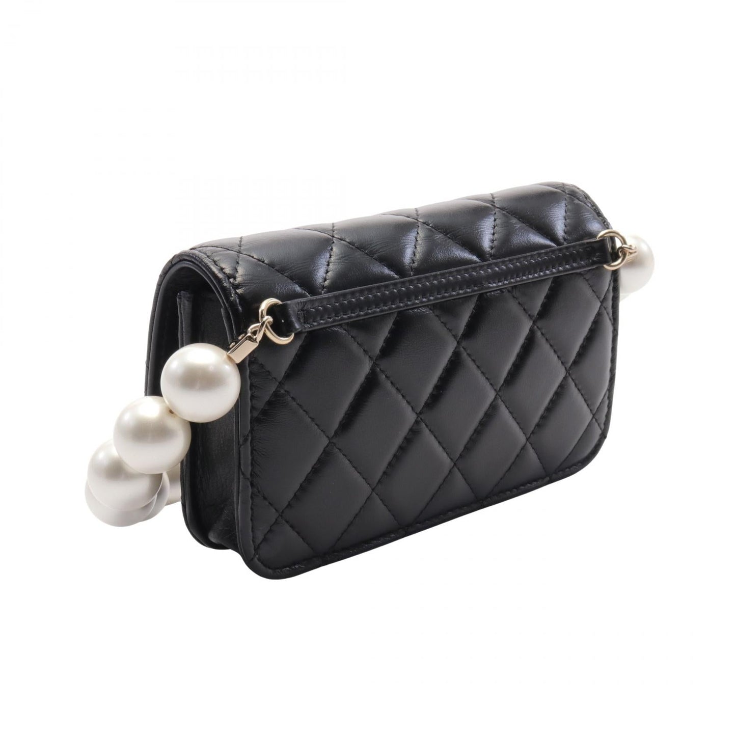Chanel Matelasse Pearl Chain Shoulder Bag Black