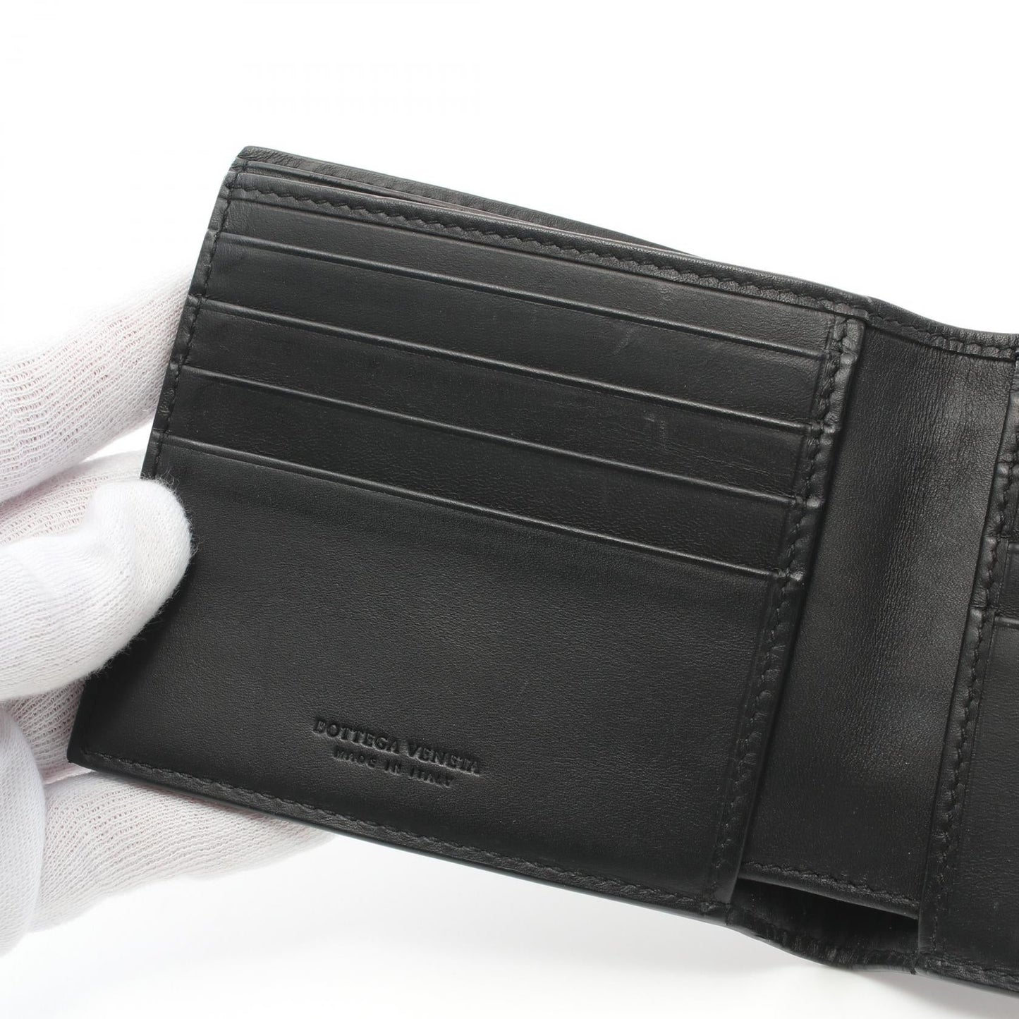 Bottega Veneta Leather Bifold Wallet Black