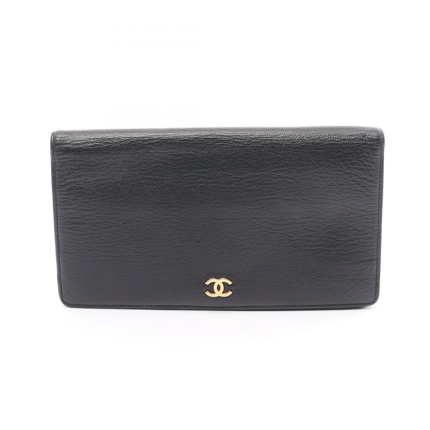 Chanel Leather Coco Mark Long Wallet Black