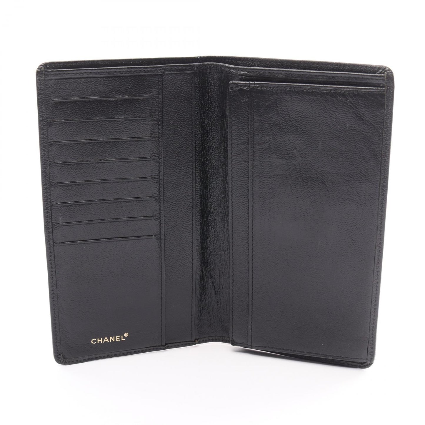 Chanel Leather Coco Mark Long Wallet Black
