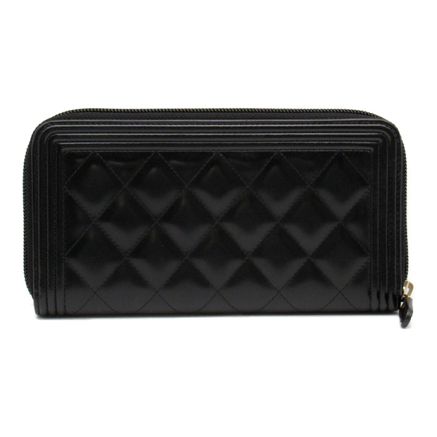 Chanel Boy Long Wallet Black Leather
