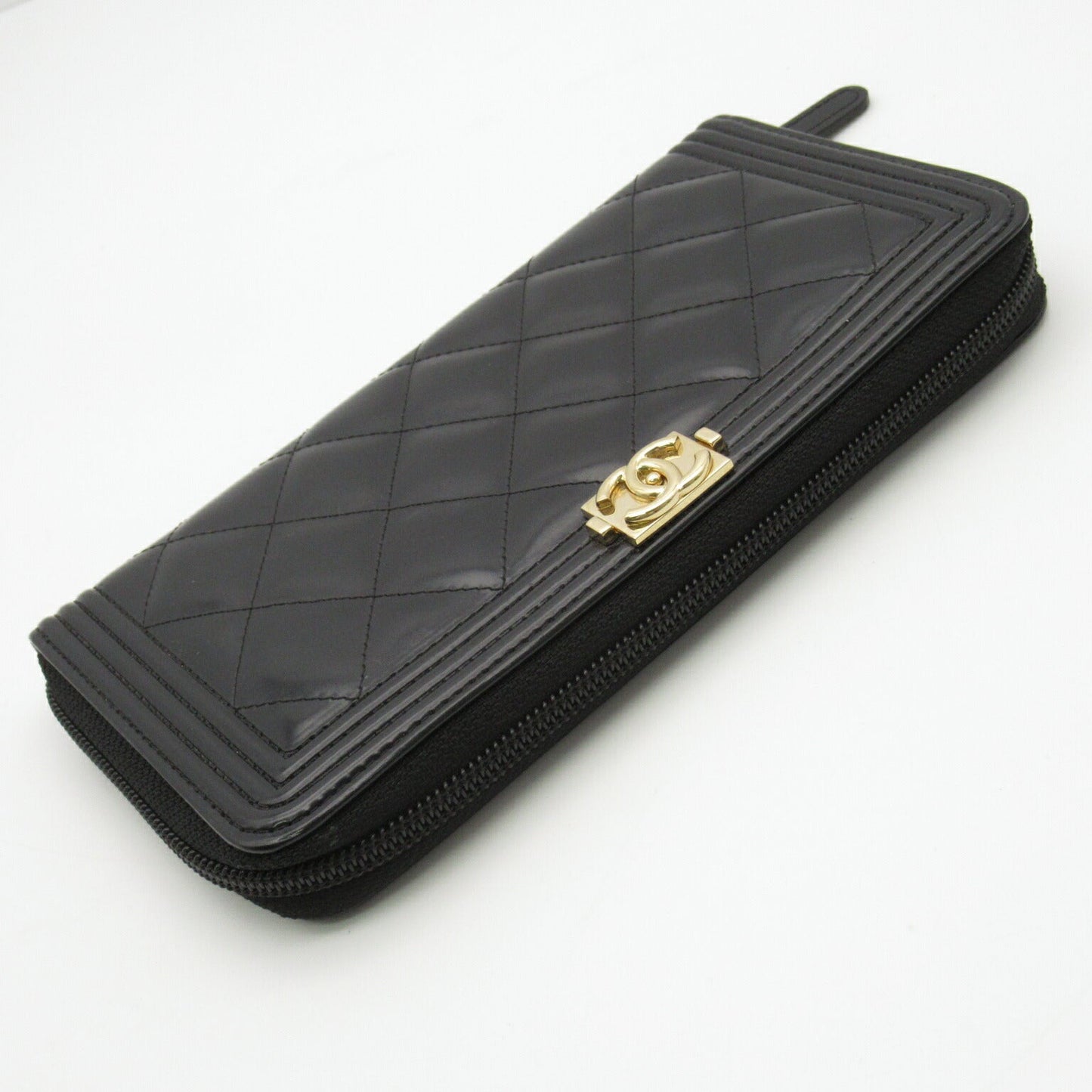 Chanel Boy Long Wallet Black Leather