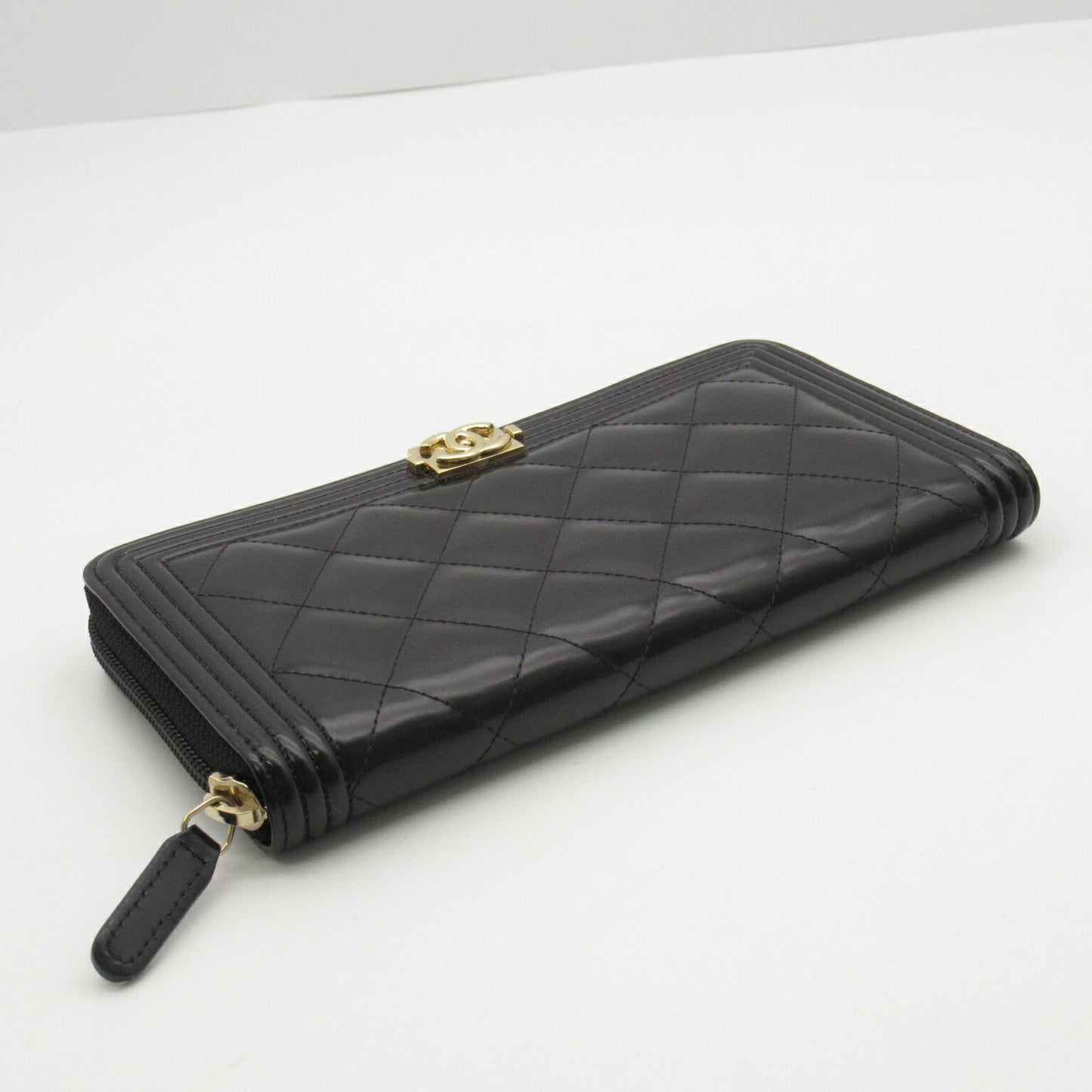 Chanel Boy Long Wallet Black Leather