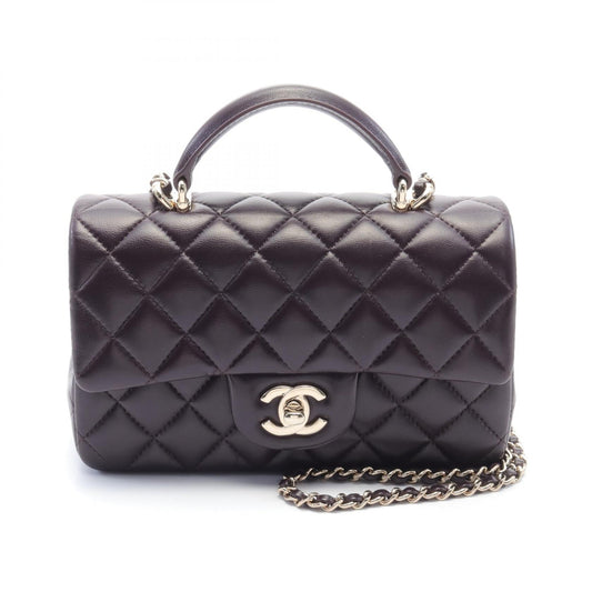 Chanel CC Matelasse Mini Top Handle Flap Bag  Leather Shoulder Bag AS2431