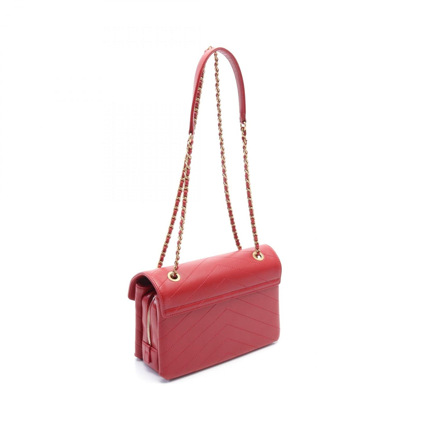 Chanel Chevron Leather Shoulder Bag Leather Shoulder Bag in New Condition