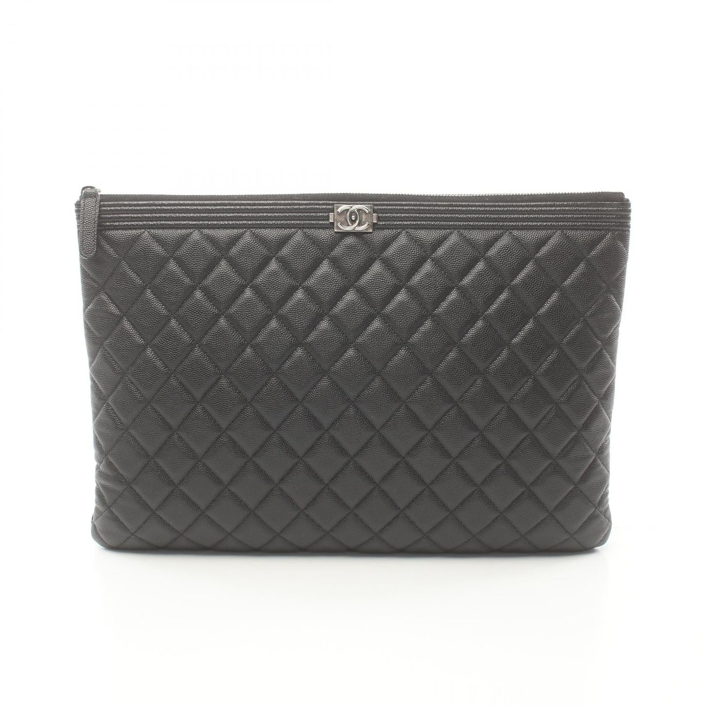 Chanel Quilted Caviar Zip Clutch Bag Leather Clutch Bag in New Condition