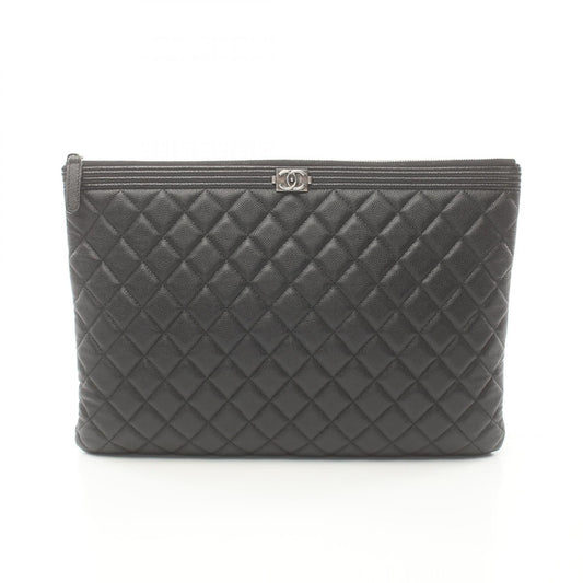 Chanel Quilted Caviar Zip Clutch Bag Leather Clutch Bag in New Condition