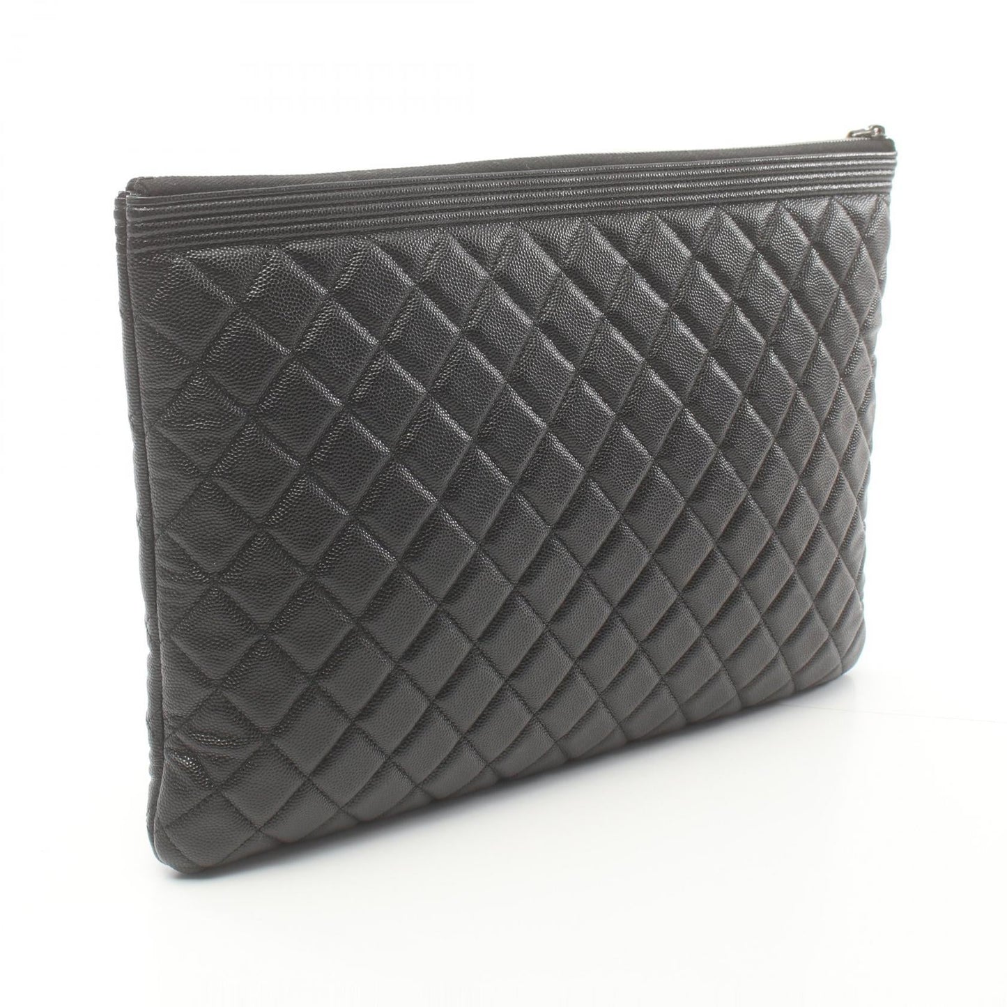 Chanel Quilted Caviar Zip Clutch Bag Leather Clutch Bag in New Condition