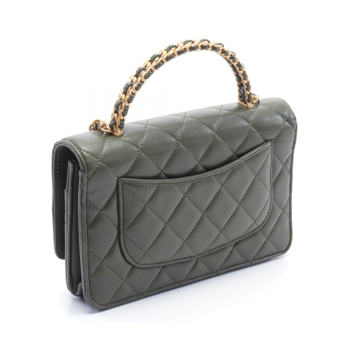 Chanel CC Quilted Leather Top Handle Wallet on Chain Leather Shoulder Bag