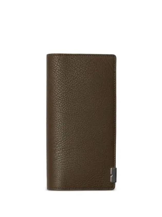 Burberry B-Cut Leather Two-Fold Long Wallet Brown