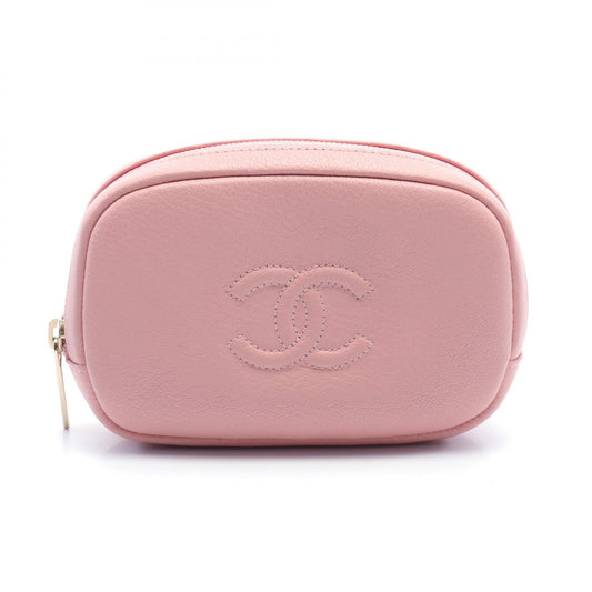 Chanel CC Leather Zip Pouch Leather Vanity Bag in New Condition