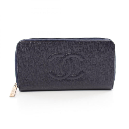Chanel Caviar Skin Round Wallet Navy A50071