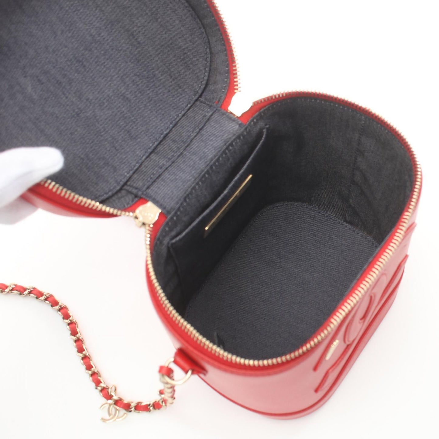 Chanel CC Vertical Vanity Case with Chain Leather Vanity Bag in New Condition