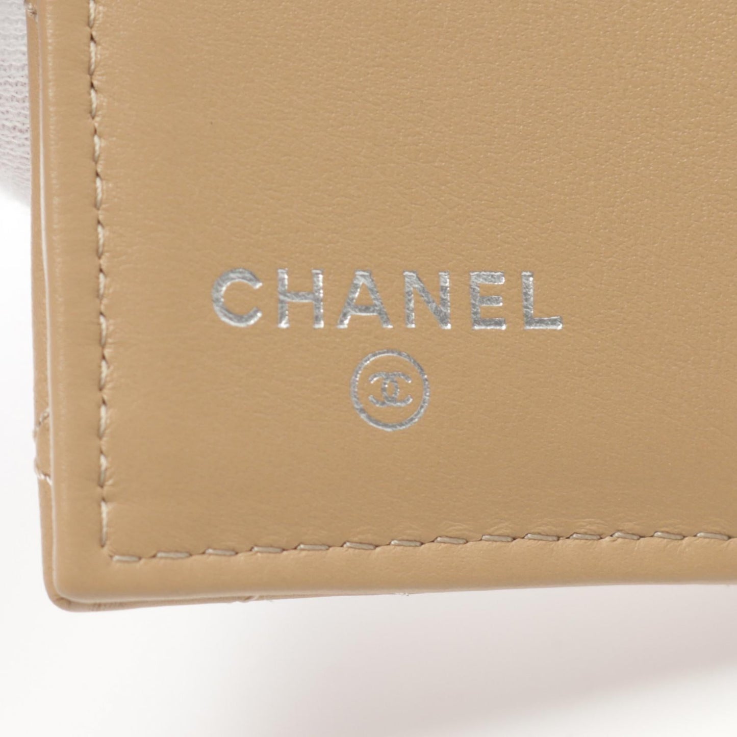 Chanel Leather Tri-Fold Wallet Beige