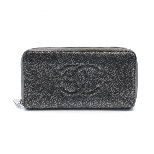 Chanel CC Caviar Zip Around Wallet Leather Long Wallet in New Condition