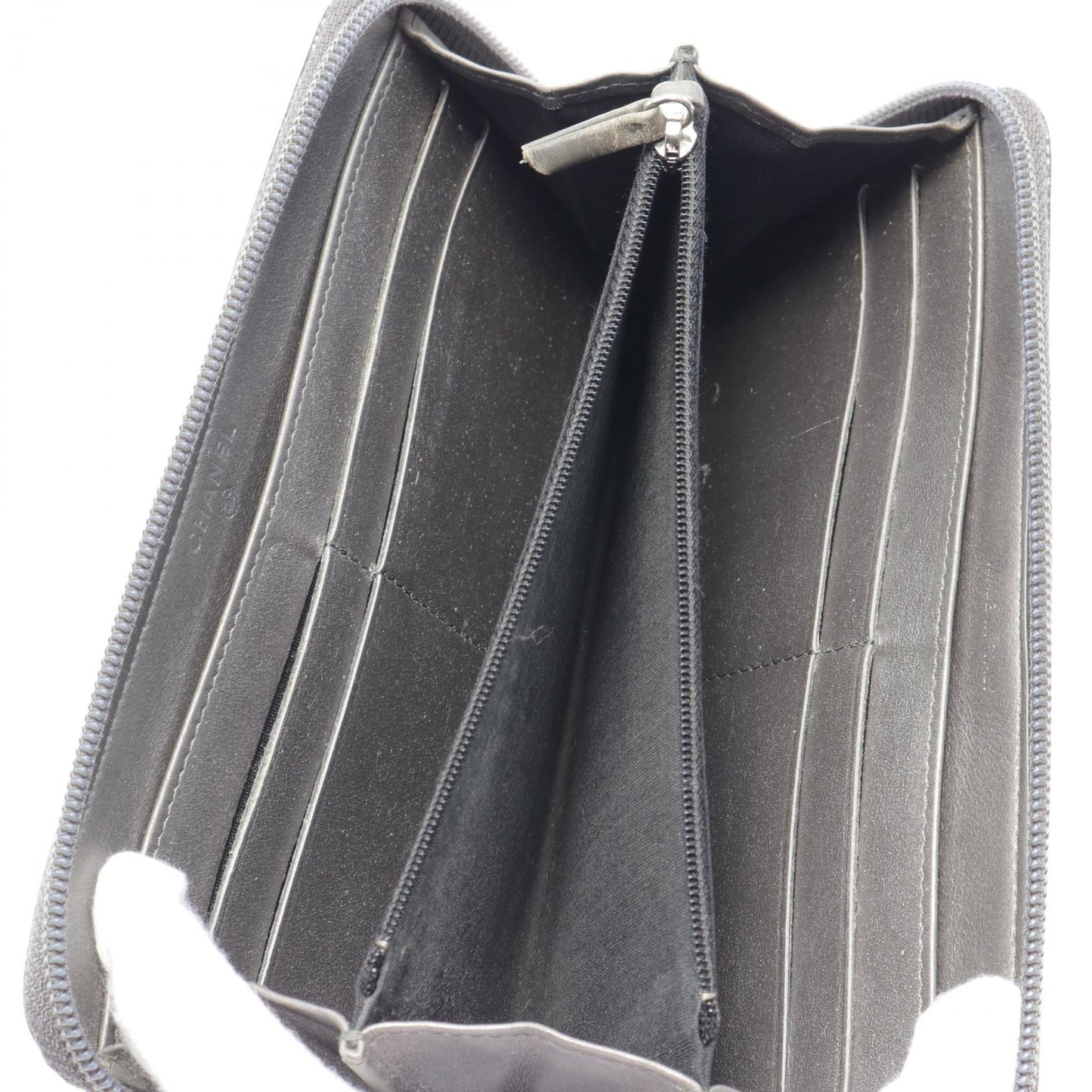 Chanel CC Caviar Zip Around Wallet Leather Long Wallet in New Condition