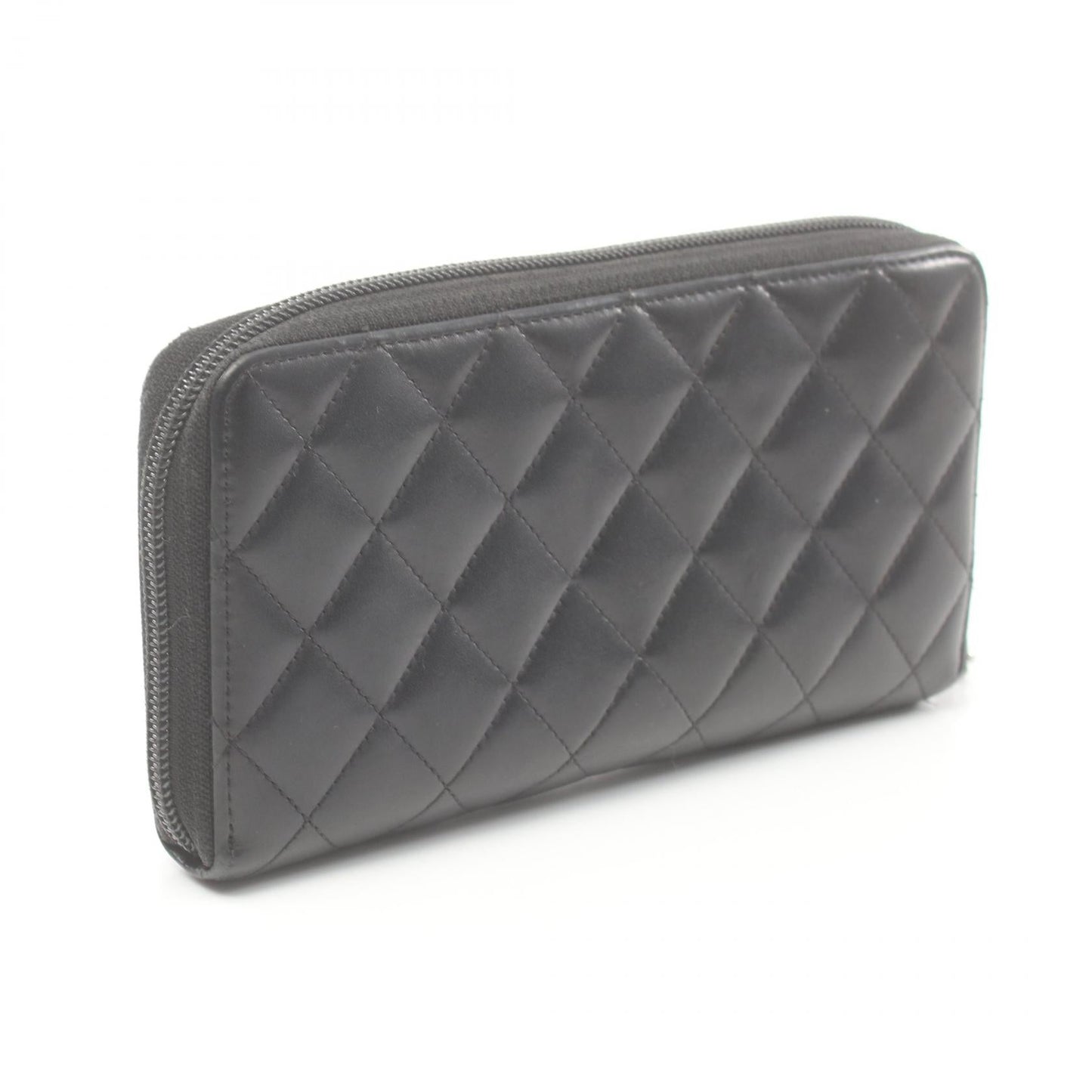 Chanel Cambon Line Round Wallet Leather Black