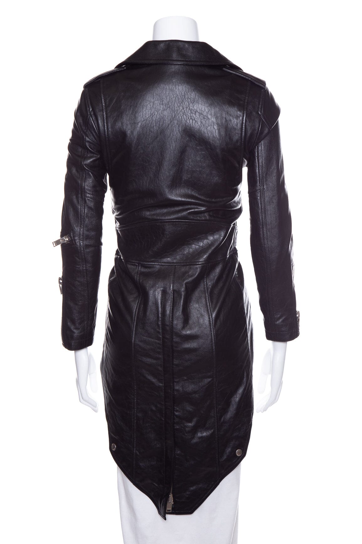 Saint Laurent Black Leather High Low Jacket SZ 34