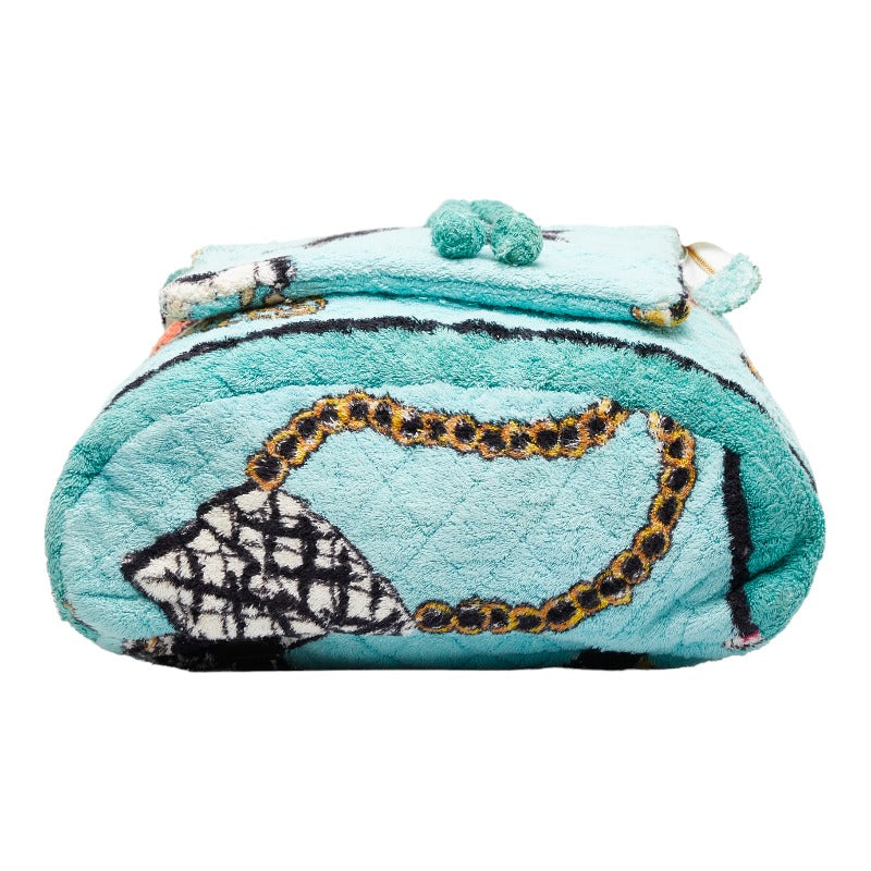 Chanel Cotton Patterned Pile Backpack Green Multicolor