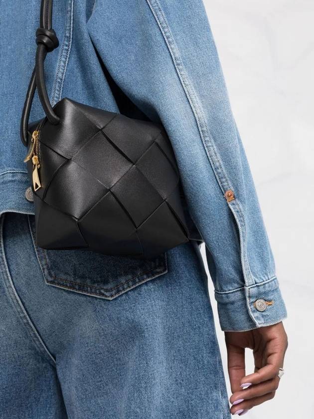 Bottega Veneta Cassette Intrecciato Mini Shoulder Bag Black