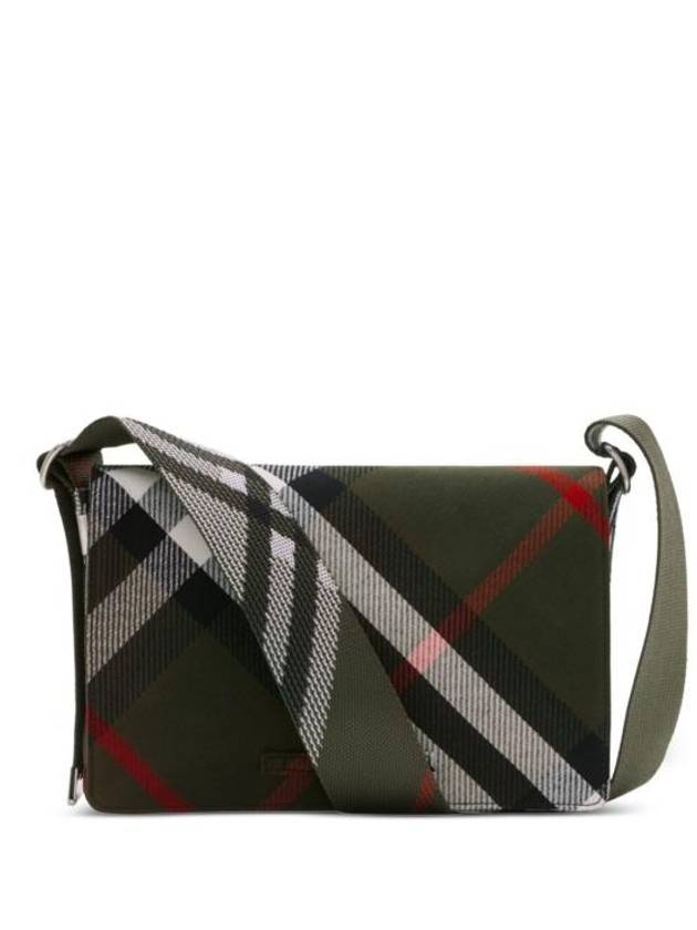 Burberry Checked Jacquard Messenger Bag Green