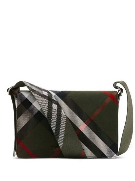 Burberry Checked Jacquard Messenger Bag Green