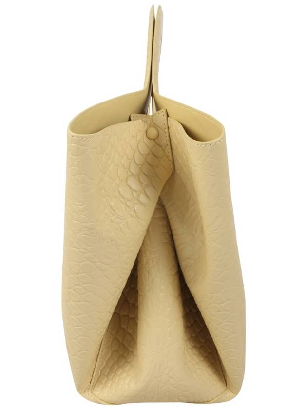 Bottega Veneta Stone Crocodile Embossed Basket Tote Bag Sand