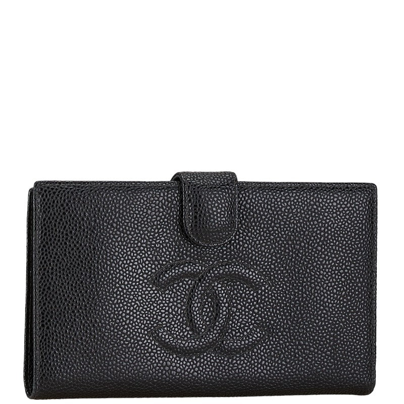 Chanel Caviar Skin Coco Mark Long Wallet