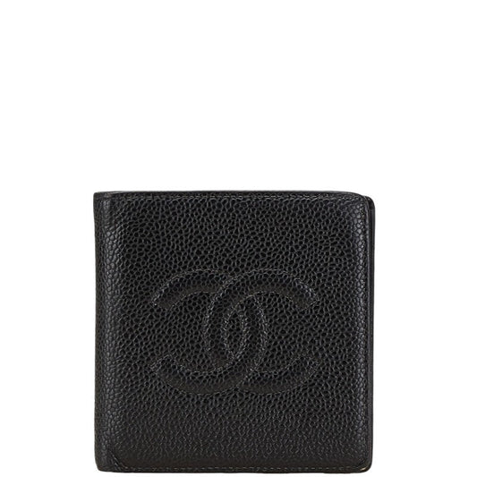 Chanel Caviar Skin Coco Mark Compact Wallet Black