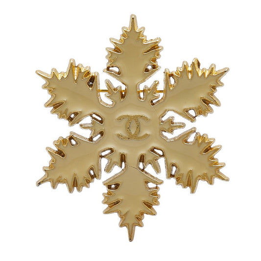 Chanel Coco Mark Snowflake Brooch Gold